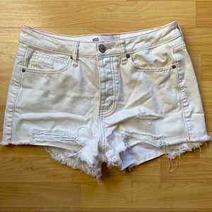 Gently Used White distressed shorts